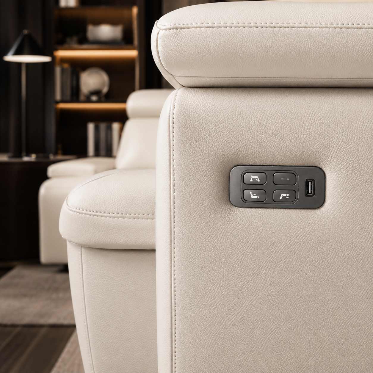 Lounge power recline control panel with USB