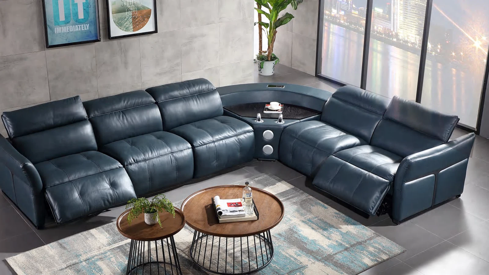 CAVENRO Corner Entertainment Sectional premium media room seating