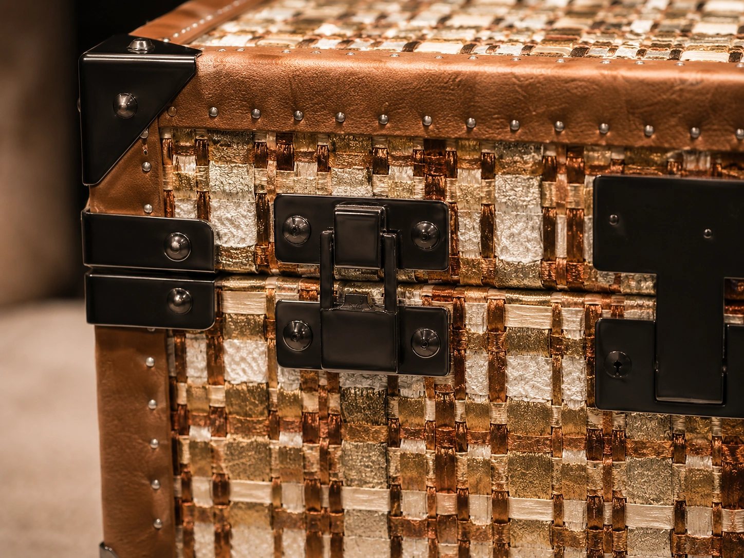 Warm woven casework and hardware