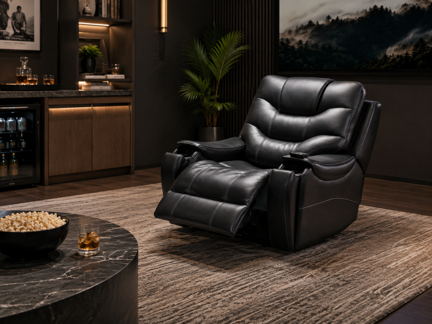 CAVENRO Slate Recliner luxury media room recliner