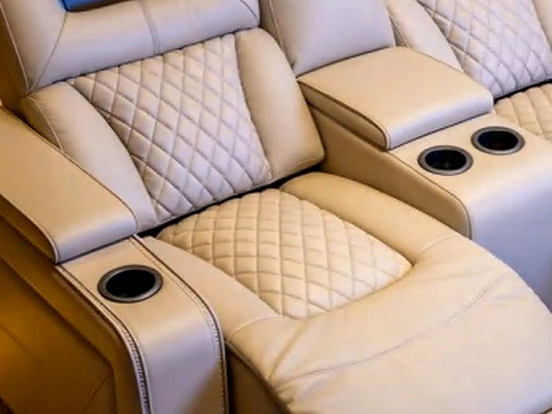Alabaster Row diamond-quilted leather upholstery detail