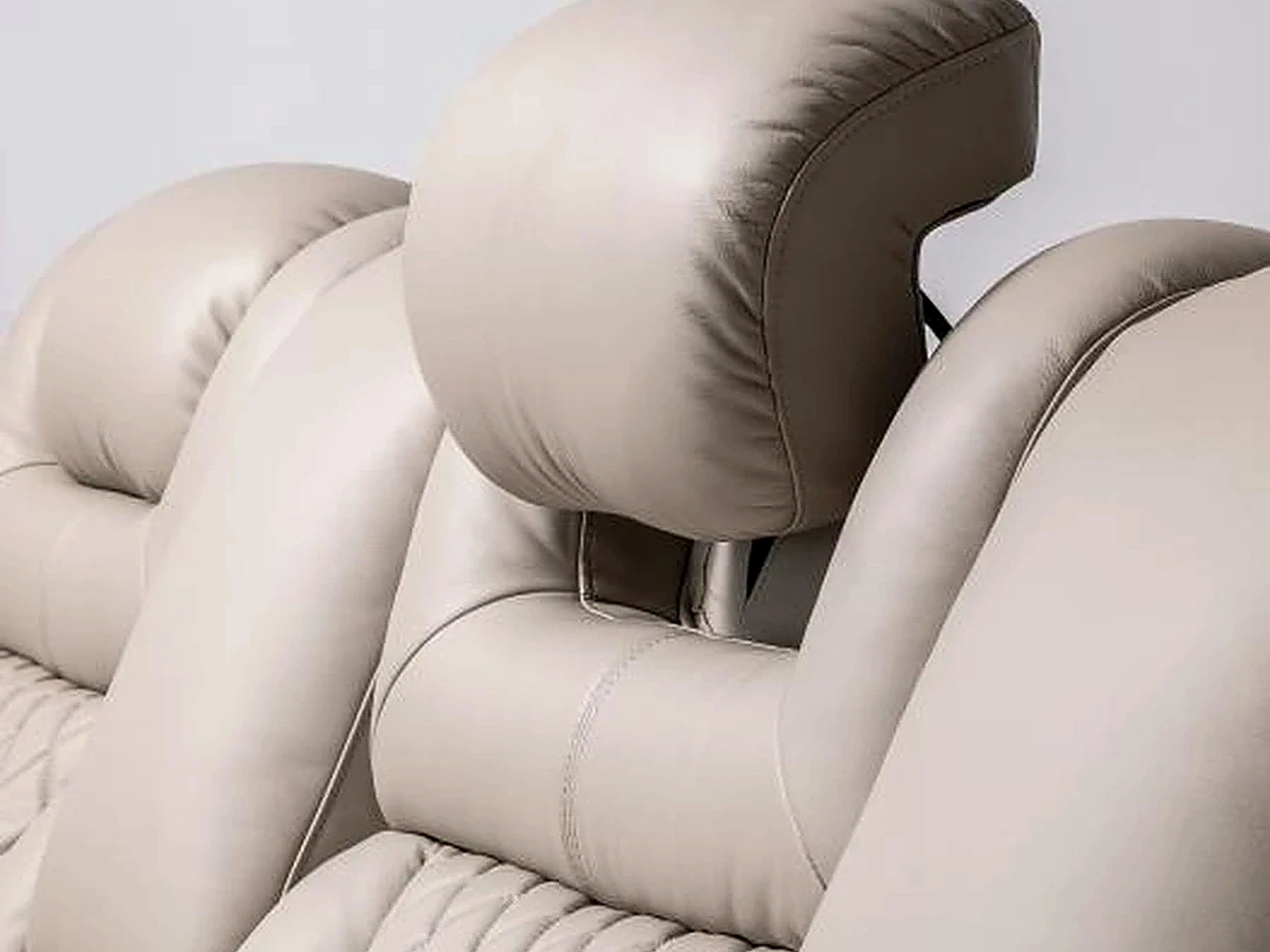 Alabaster Row powered headrest and quilted backrest detail