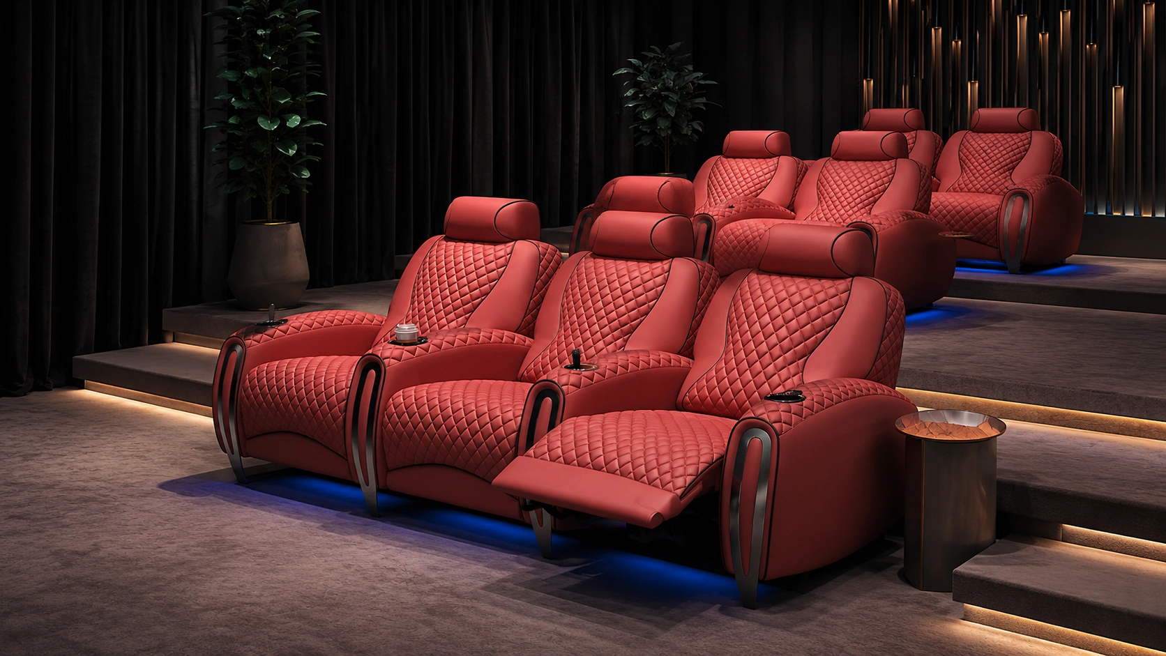 High-resolution Aurelia Row multi-row cinema seating scene