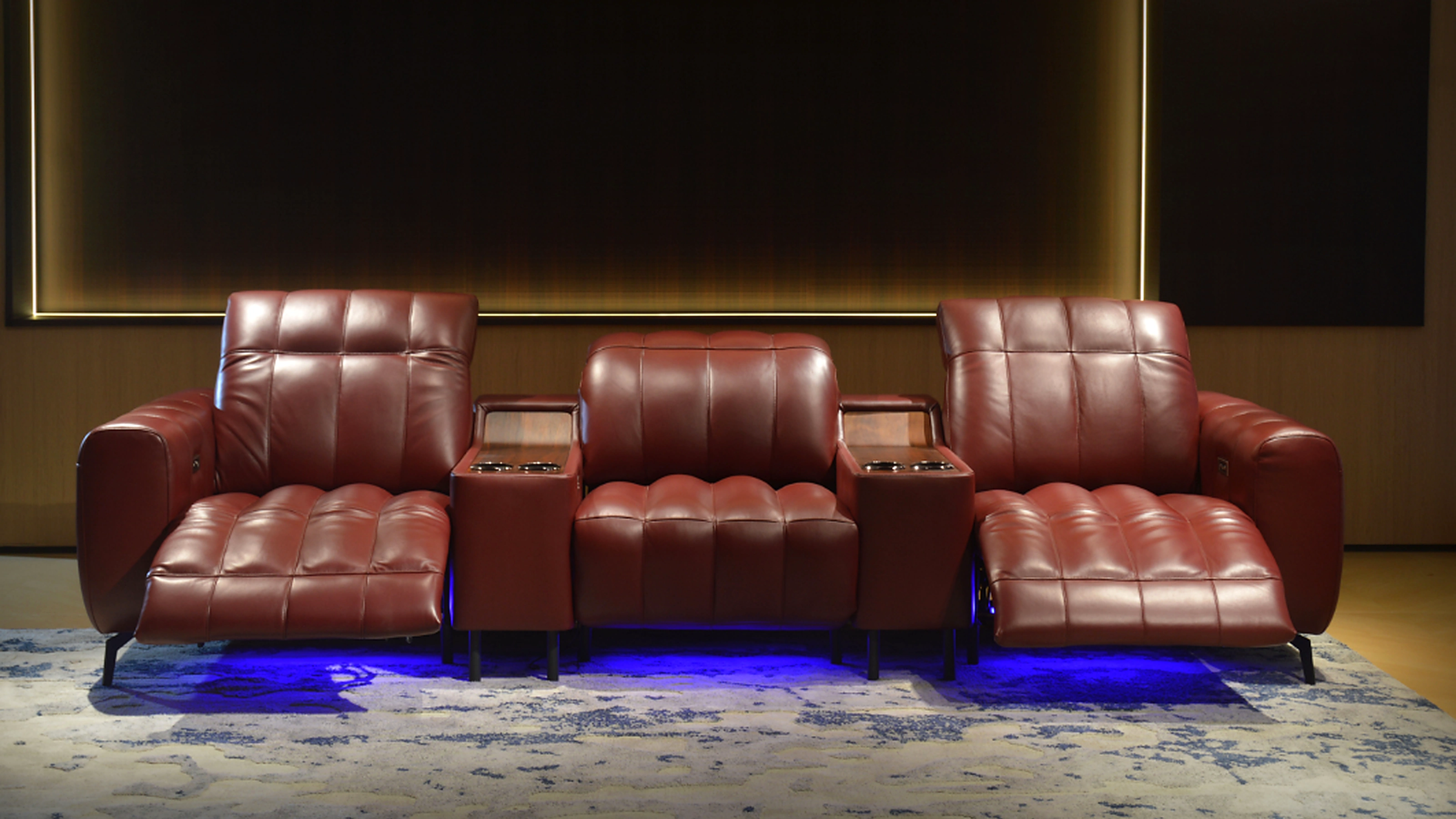Crown Row red-brown leather private cinema seating