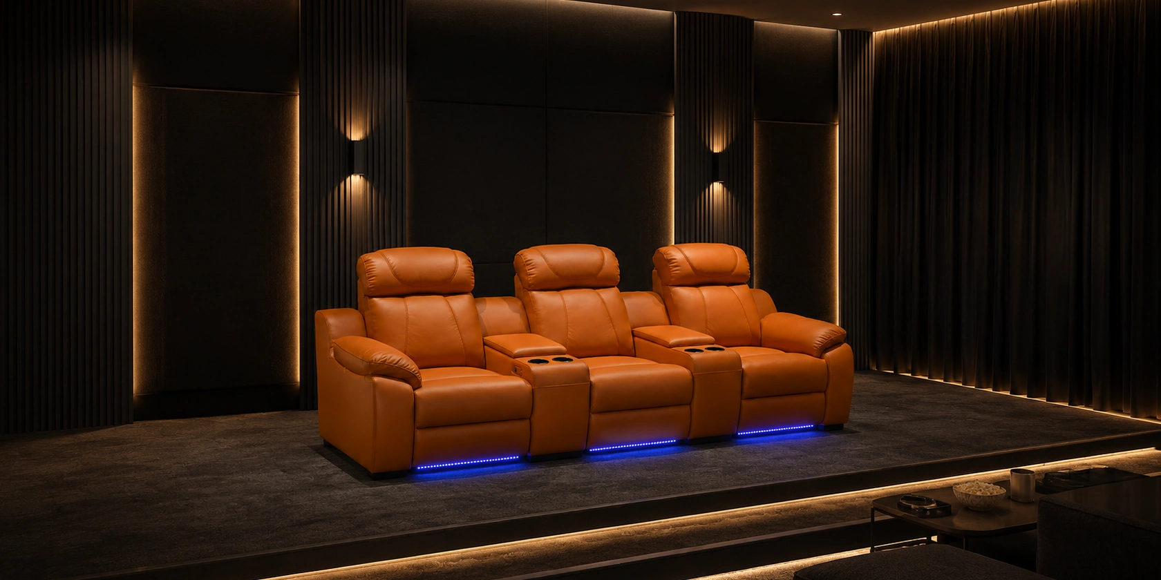 High-resolution Frame Row full cinema-room scene
