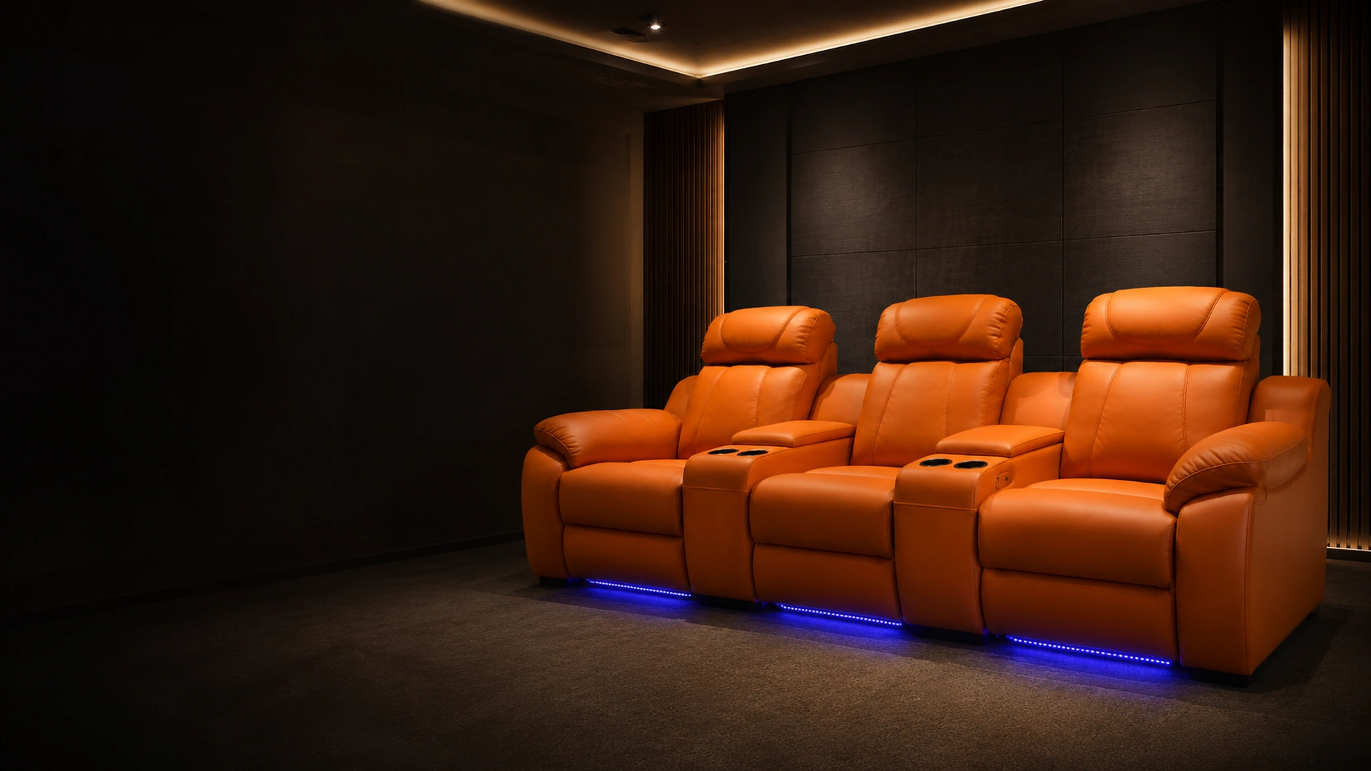 Frame Row cinema seating in a private cinema room