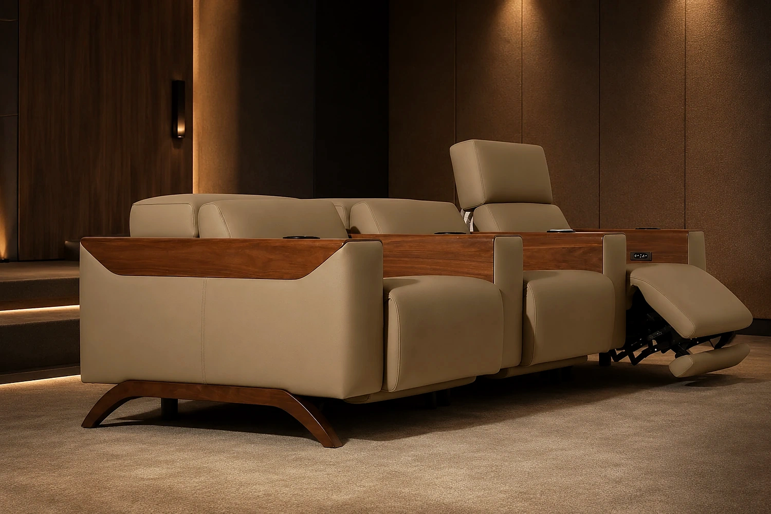 Gallery Media Row in a dark private cinema room