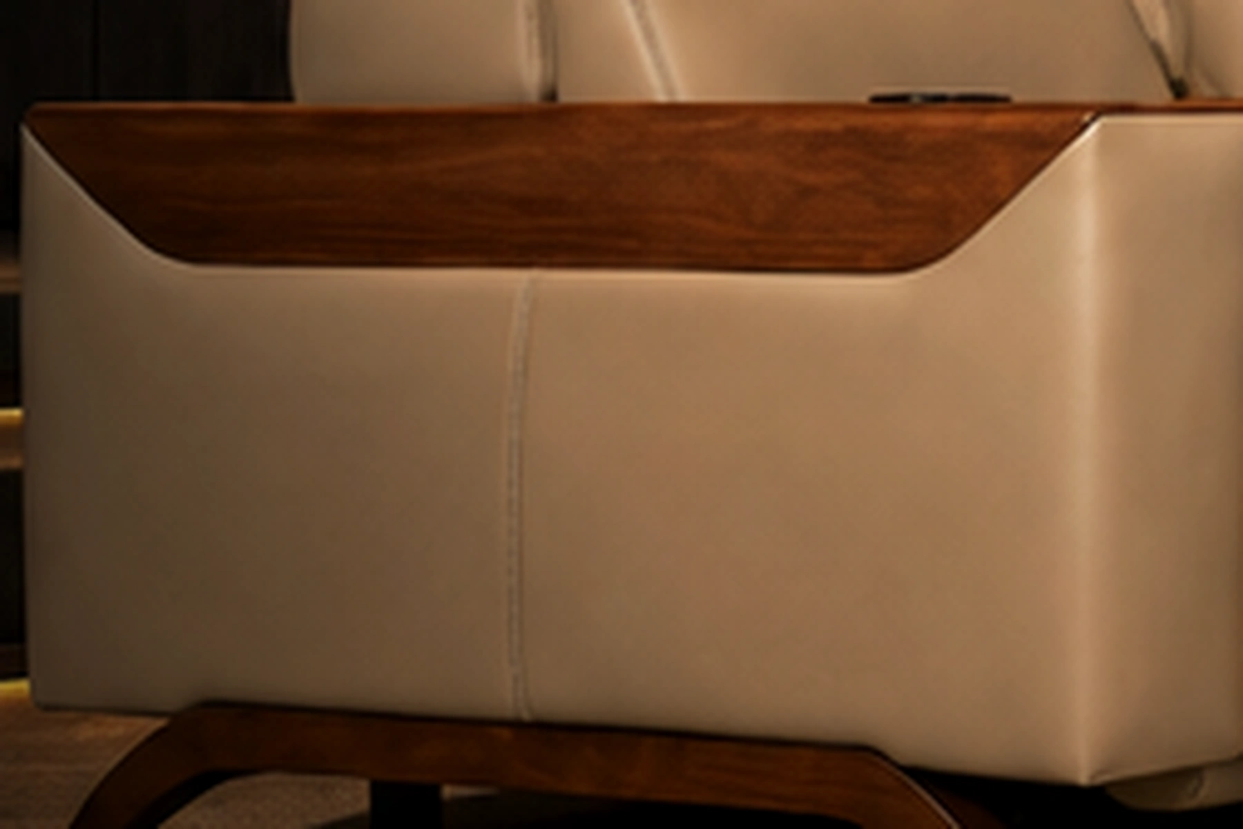 Gallery Media Row upholstered arm profile detail