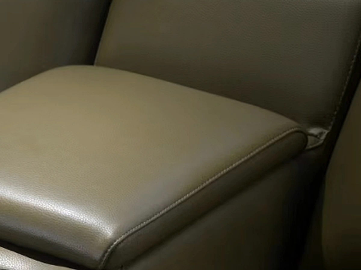 Heritage Row top-grain leather seat and headrest detail