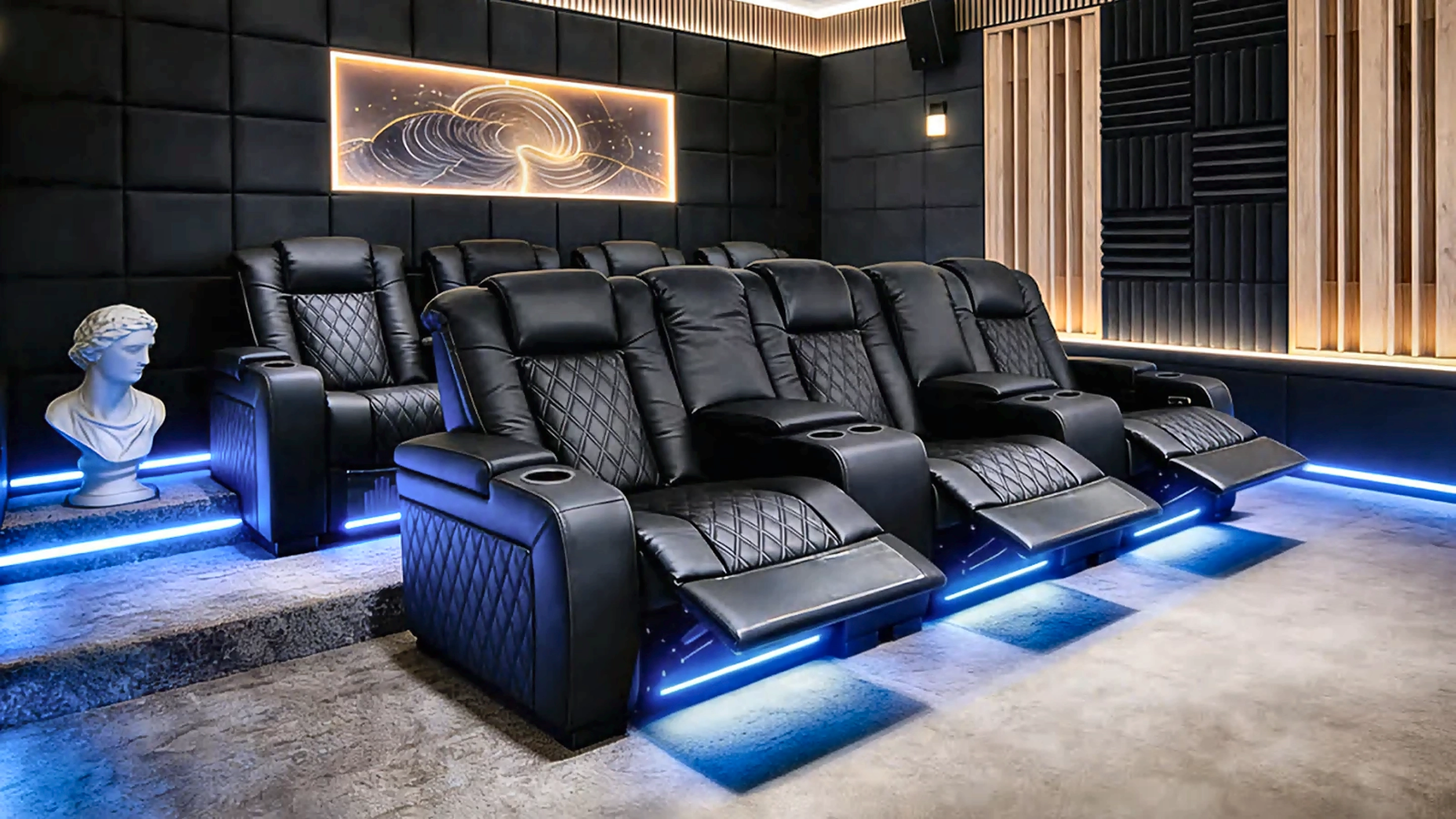 Noir Row cinema seating in a private cinema room