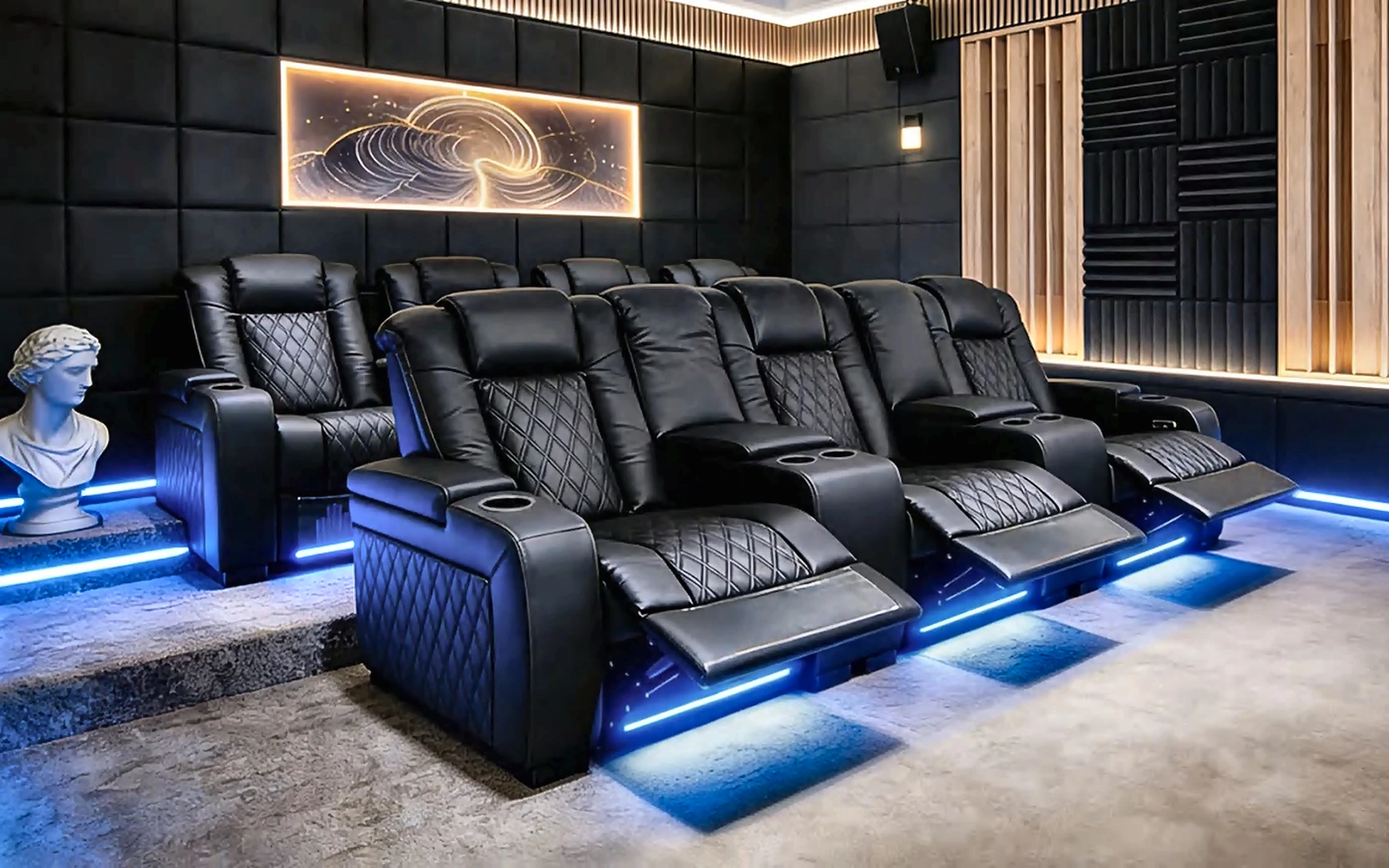 Complete Noir Row seating arrangement shown without cropping the product body