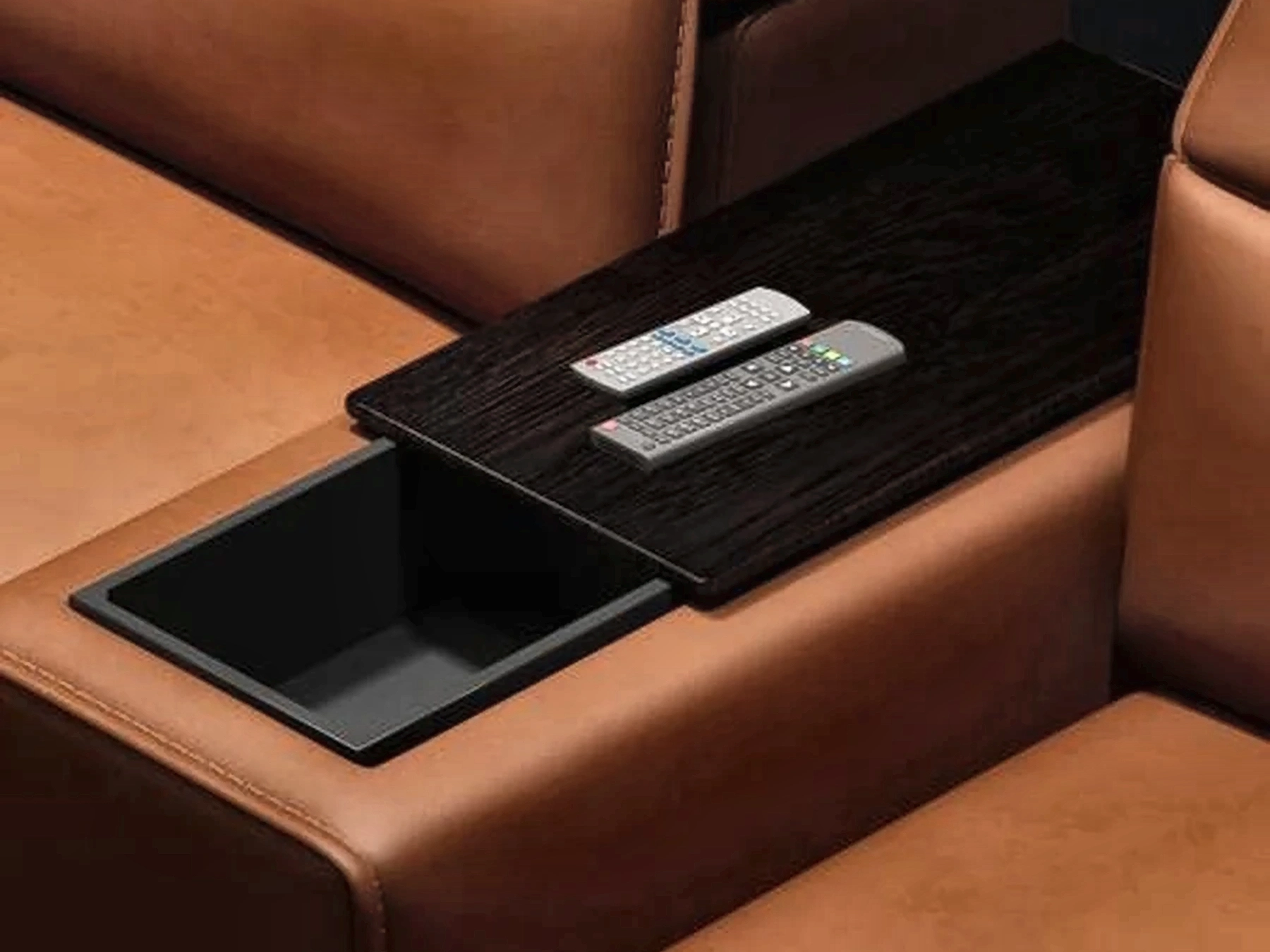 Sienna Console Row dark console surface detail