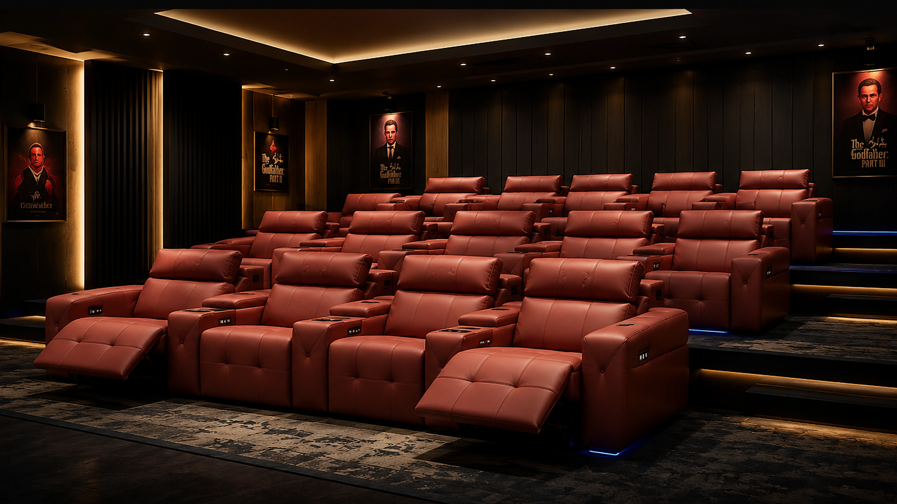 Studio Row in a tiered private cinema setting