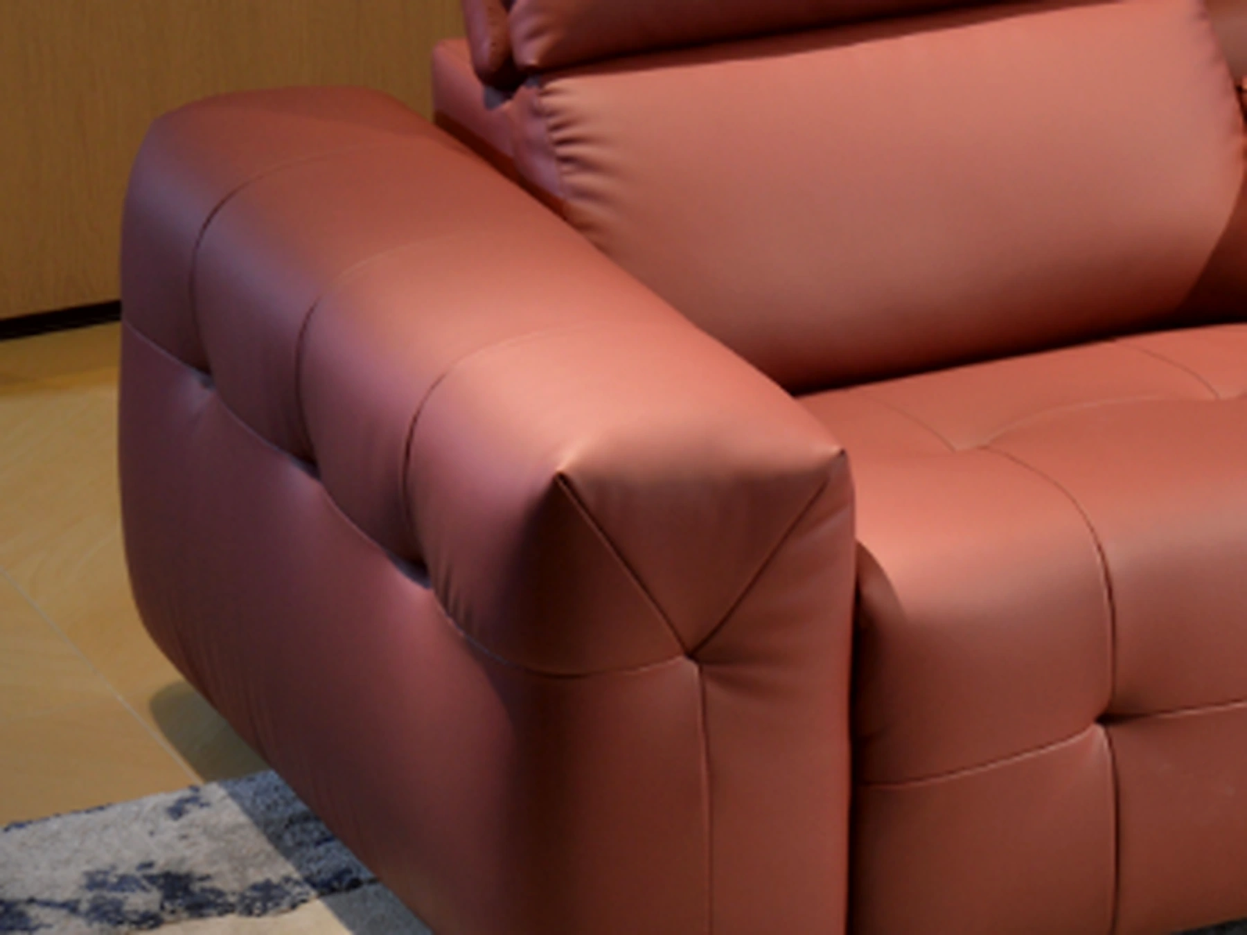 Studio Row upholstered arm profile detail