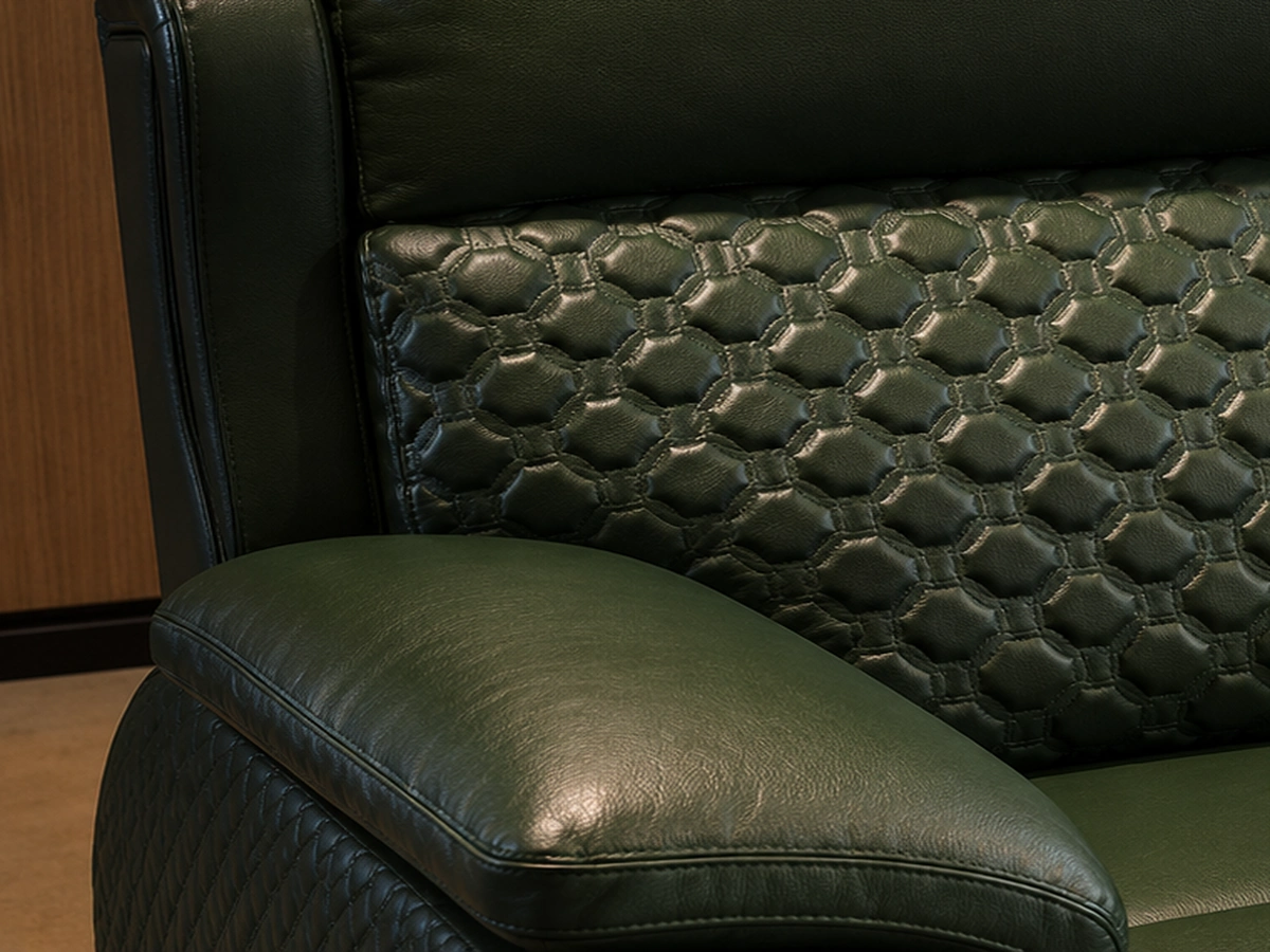 Walnut Row upholstered outer arm detail